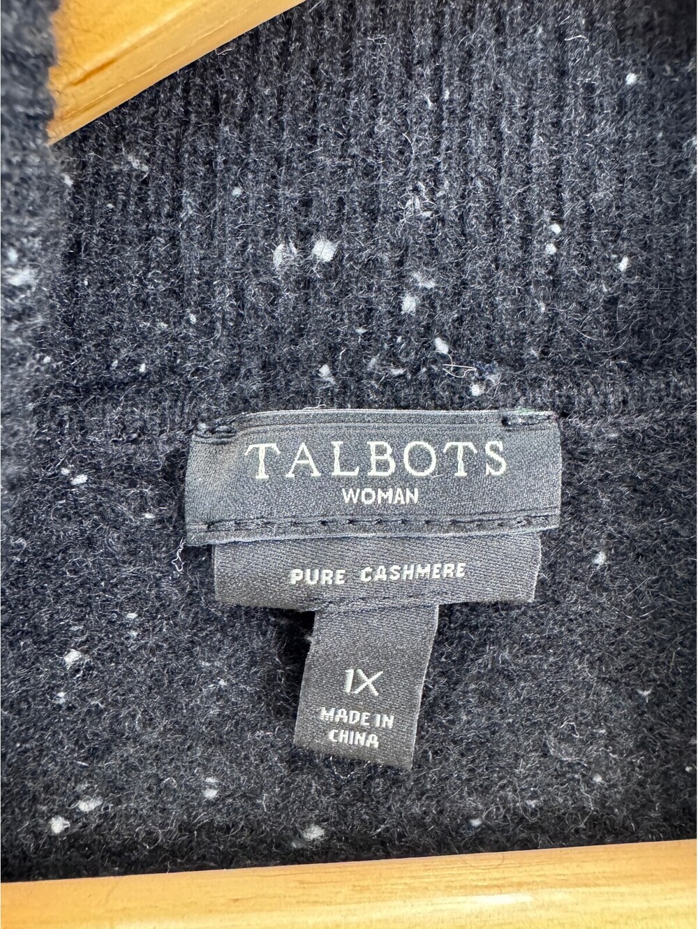Premium Talbots Donegal Black Speckled Pure Cashmere Turtleneck Sweater Woman 1X - Picture 5 of 7